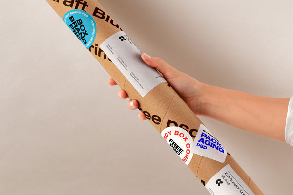 Free Kraft Packaging Tube Mockup PSD Template