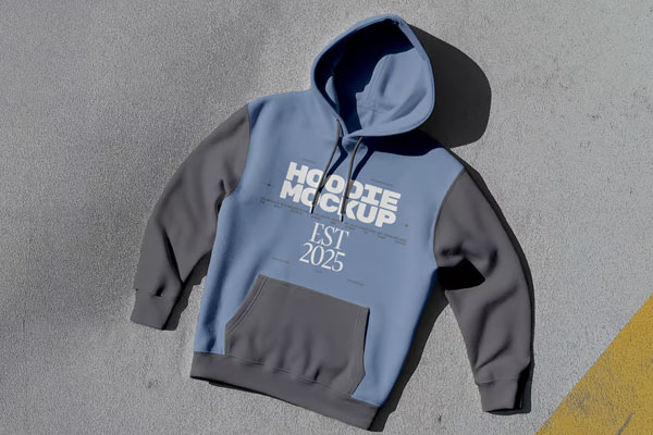 Free Laying Hoodie Mockup PSD Template