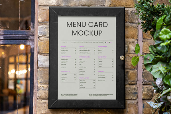 Free Menu on Brick Wall Mockup PSD Template