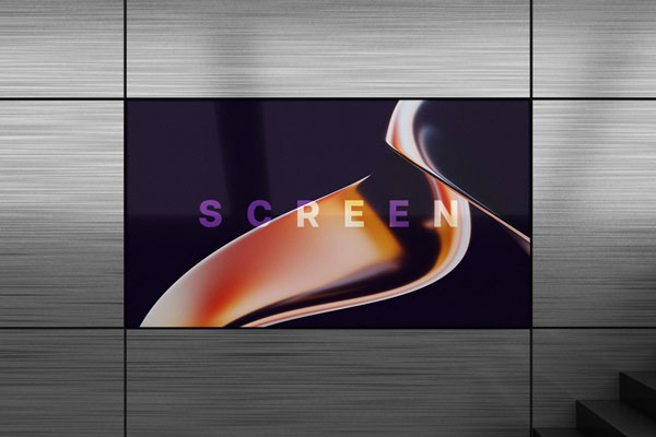 Free Metallic Wall Screen Mockup PSD Template