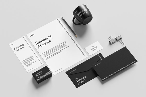 Free Minimal Branding Stationery Mockup PSD Template