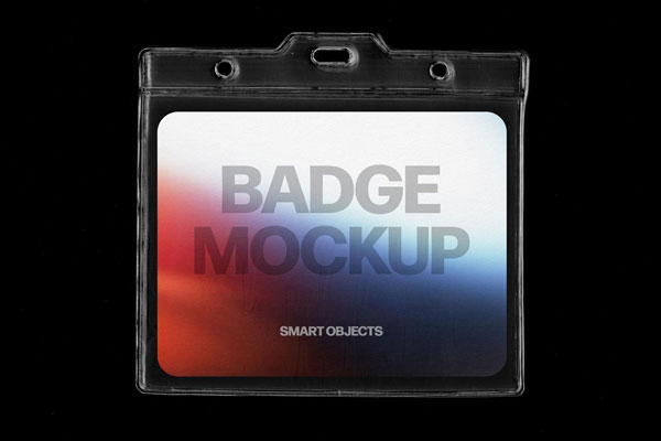 Free Plastic Sleeve Badge Mockup PSD Template