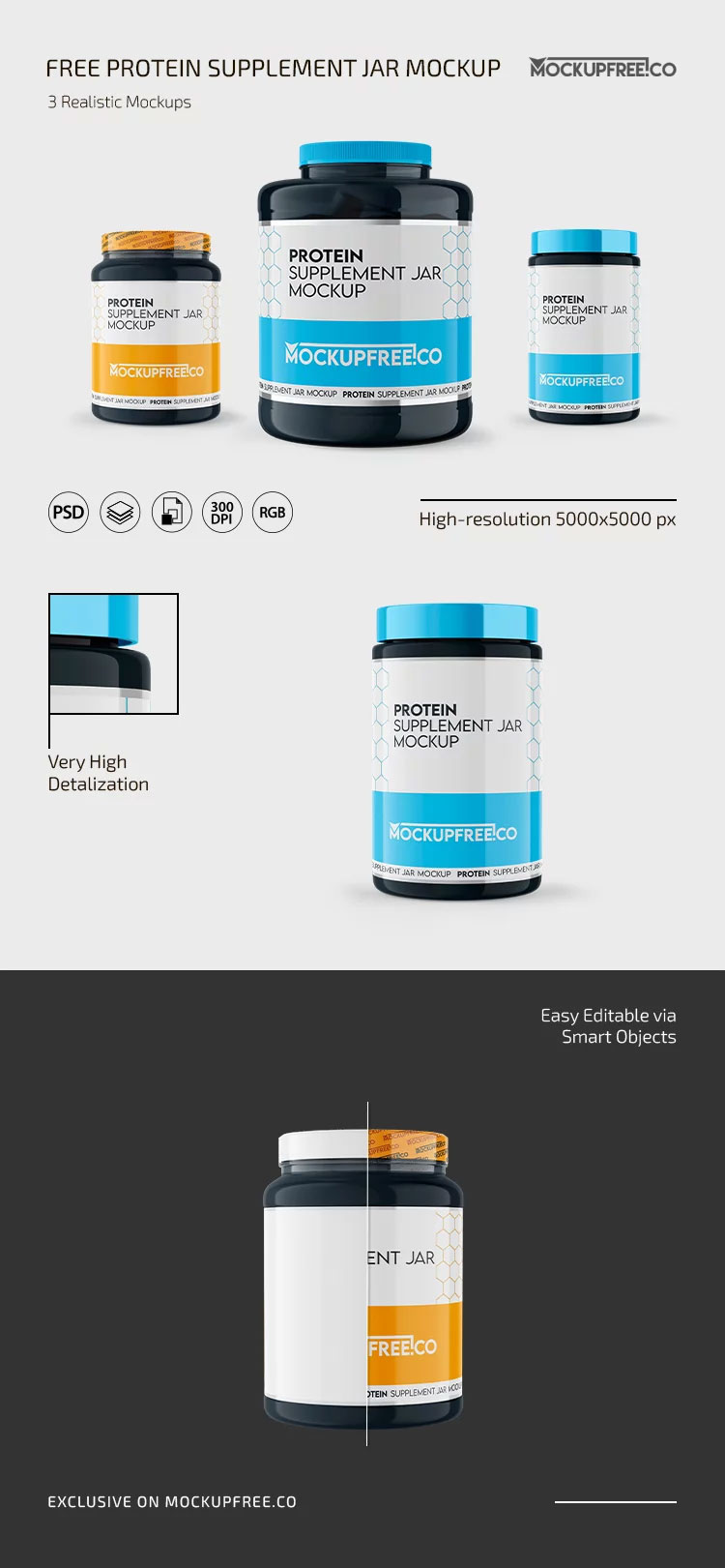 Free Protein Supplement Jar Mockup PSD Template