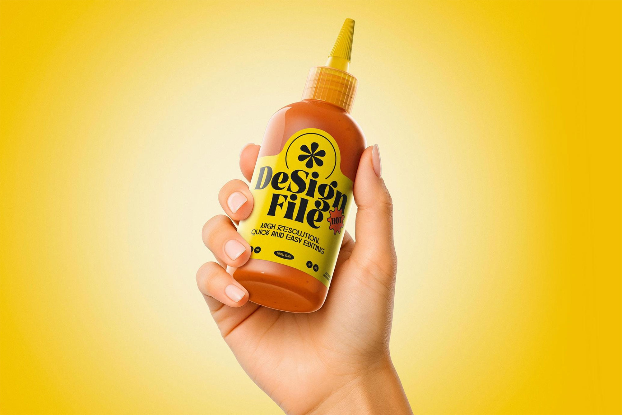 Free Sauce Bottle Mockup PSD Template