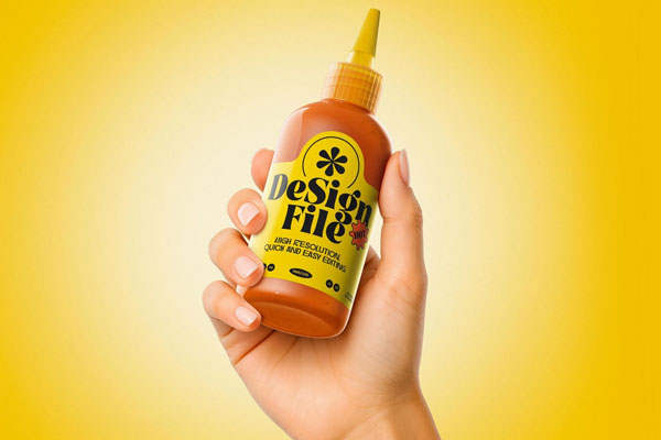 Free Sauce Bottle Mockup PSD Template