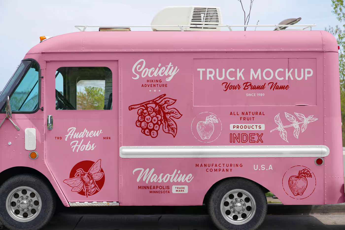 Free Side View Truck Mockup PSD Template