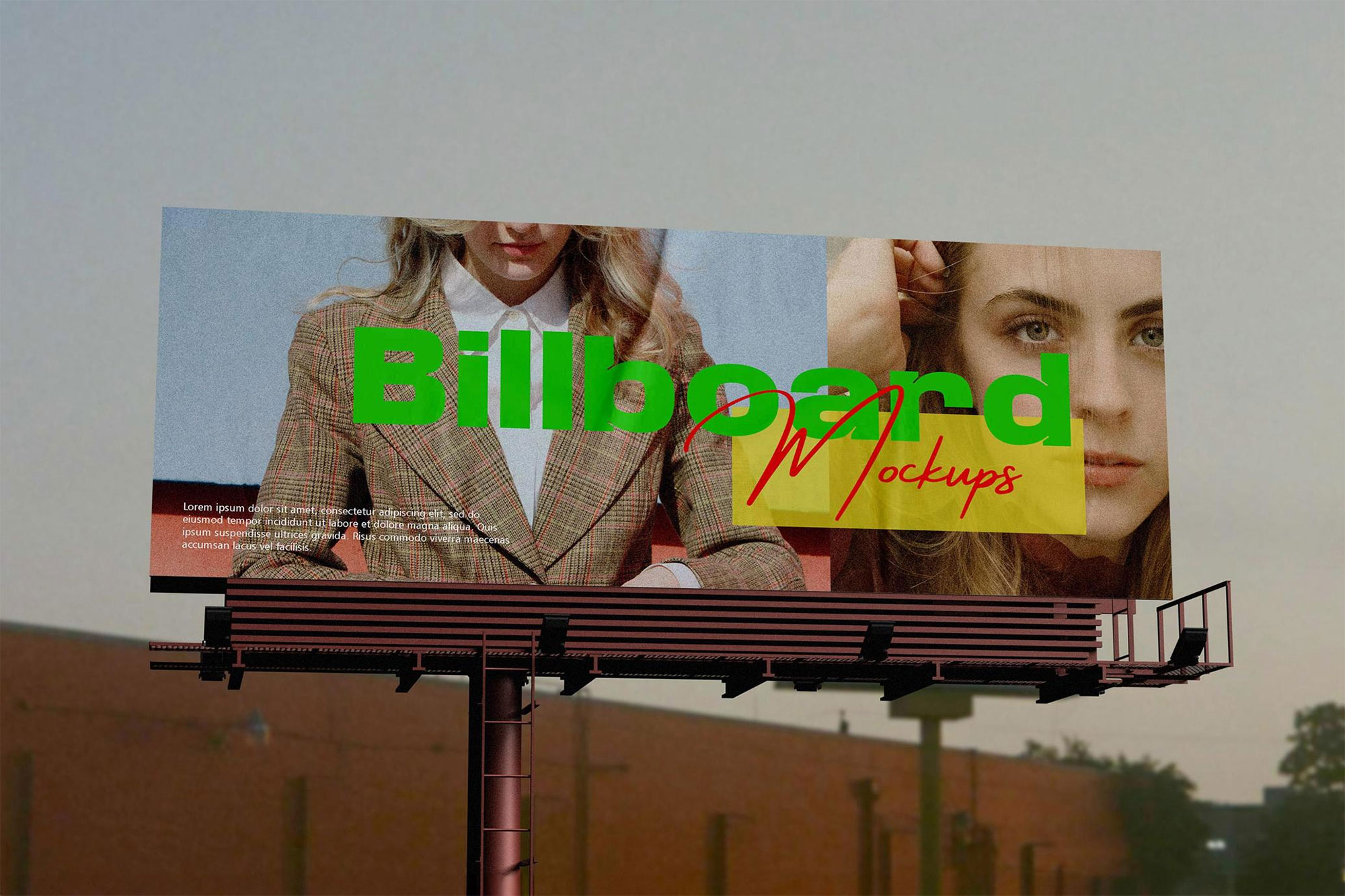 Free Sky Urban Billboard Mockup PSD Template