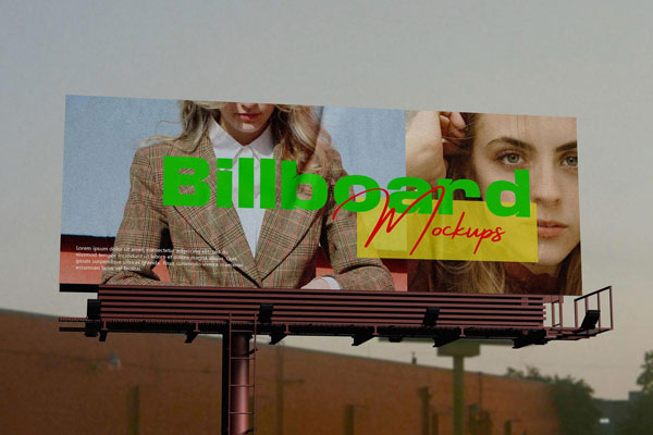 Free Sky Urban Billboard Mockup PSD Template