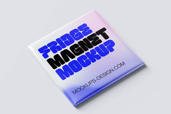 Free Square Fridge Magnet Mockup PSD Template