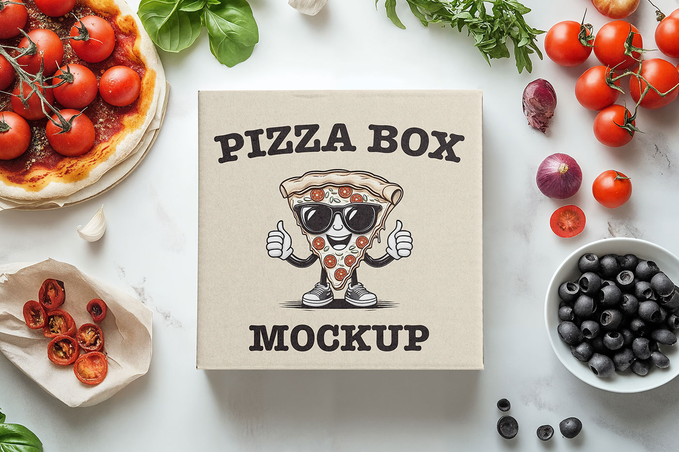 Free Square Pizza Box Mockup PSD Template