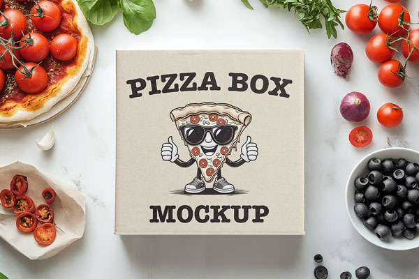 Free Square Pizza Box Mockup PSD Template