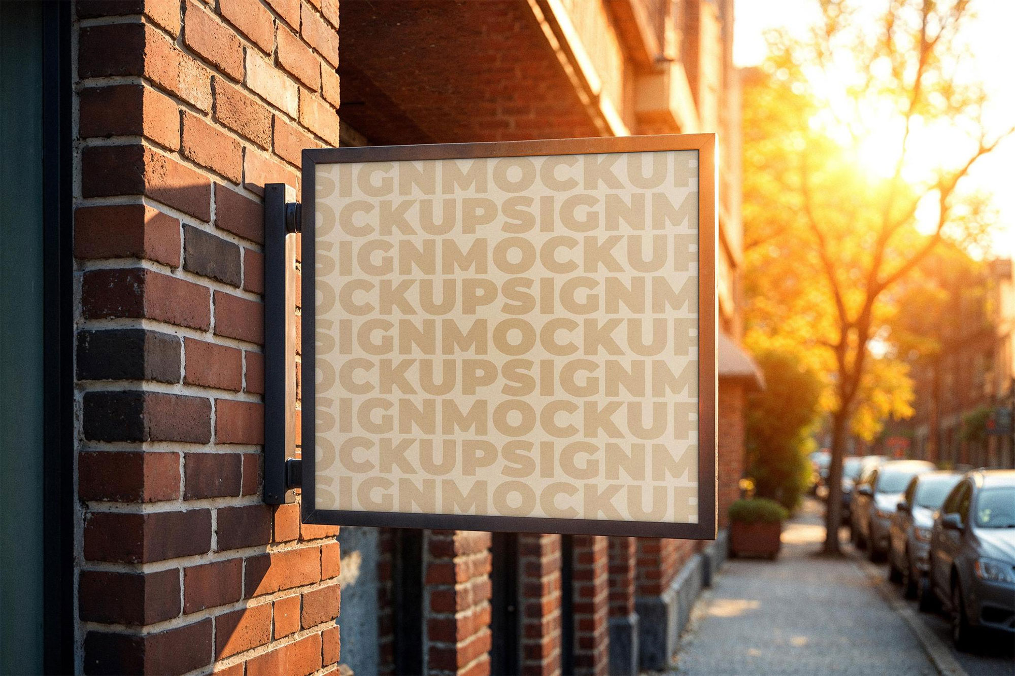 Free Square Street Sign Mockup PSD Template