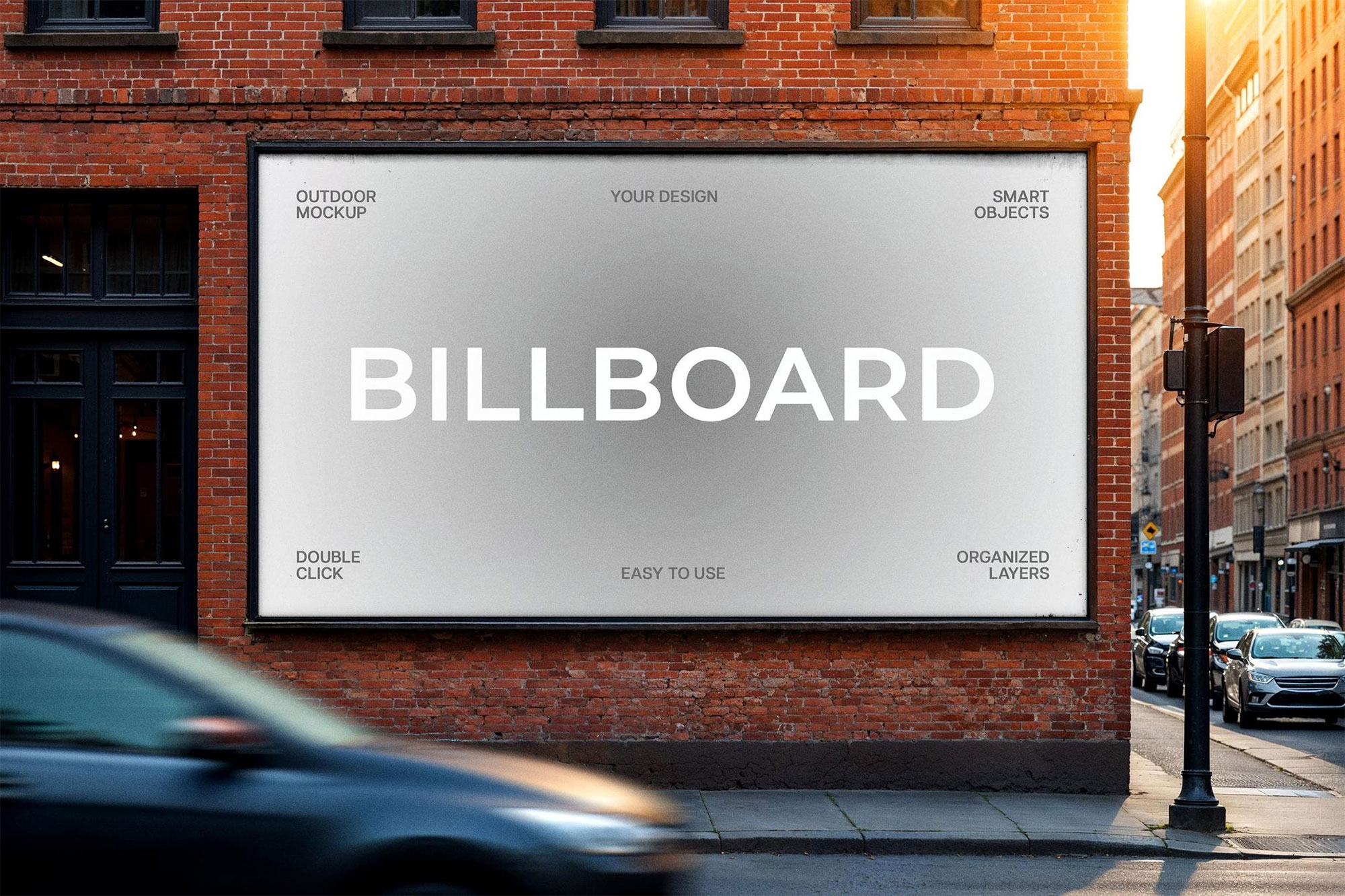 Free Street Corner City Billboard Mockup PSD Template