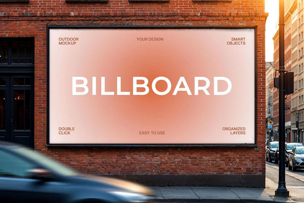Free Street Corner City Billboard Mockup PSD Template