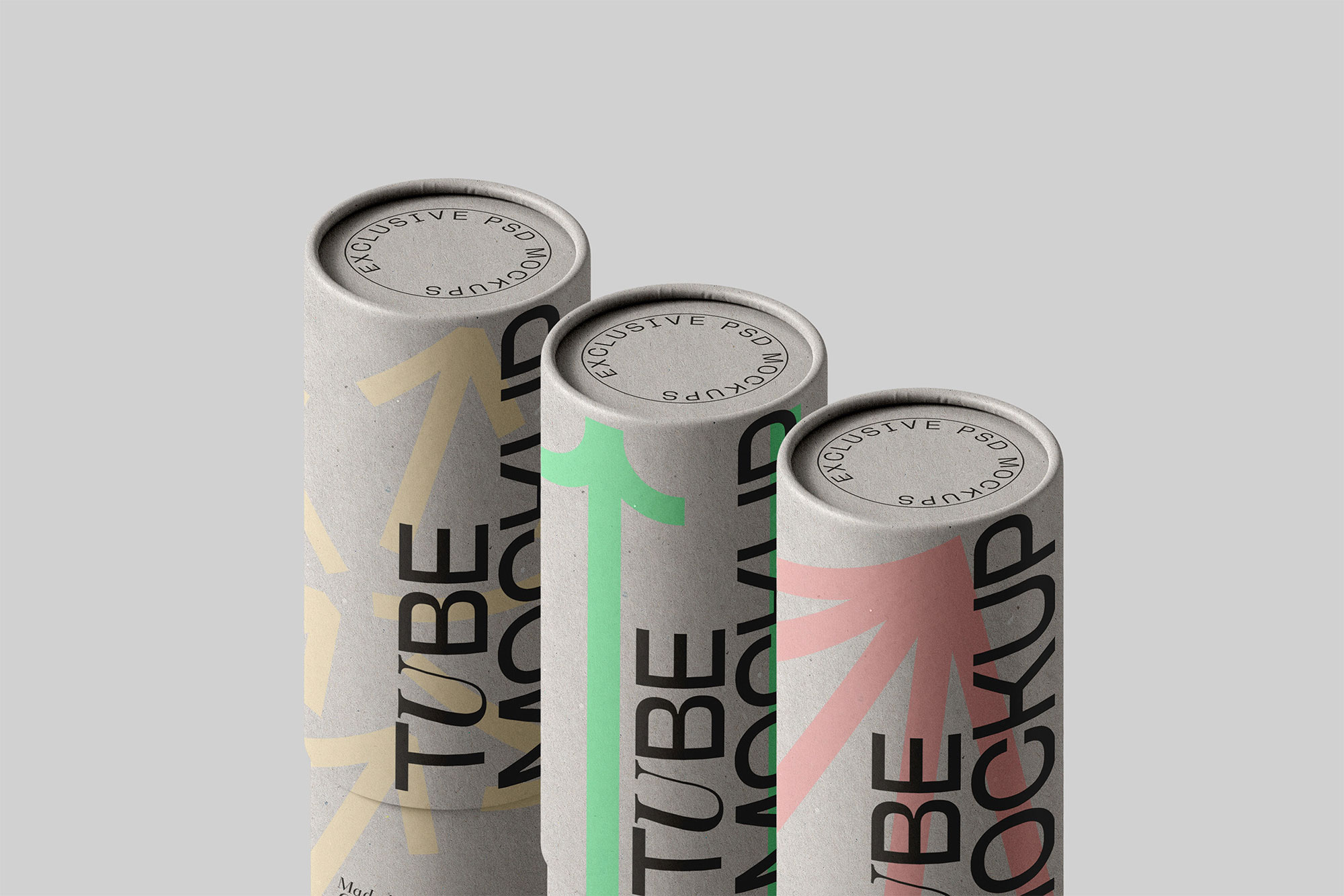 Free Three Paper Tube Mockups PSD Template