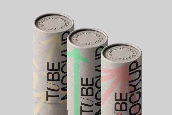 Free Three Paper Tube Mockups PSD Template