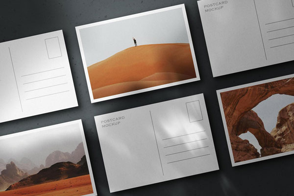 Free Tiled A6 Postcards Mockup PSD Template