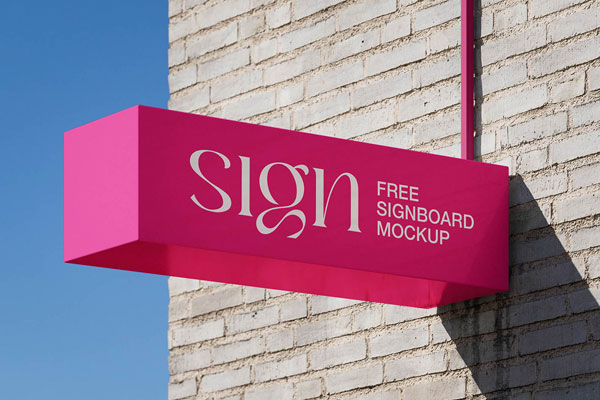 Free Vibrant Signboard Mockup PSD Template