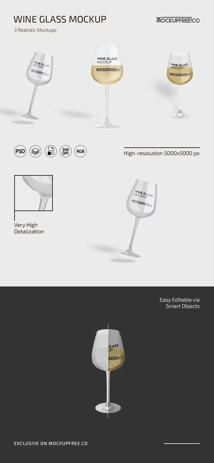 Free Wine Glass Mockup PSD Template