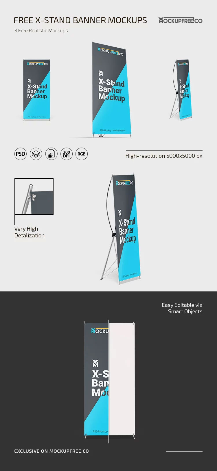 Free X Stand Banner Mockups PSD Template