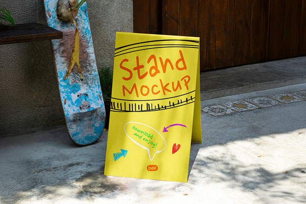 Free A Stand on Street Mockup PSD Template