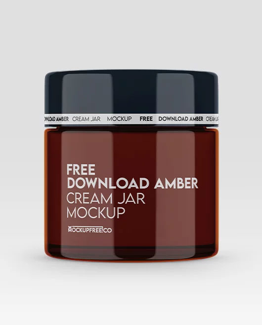 Free Amber Cream Jar Mockup PSD Template