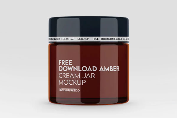 Free Amber Cream Jar Mockup PSD Template