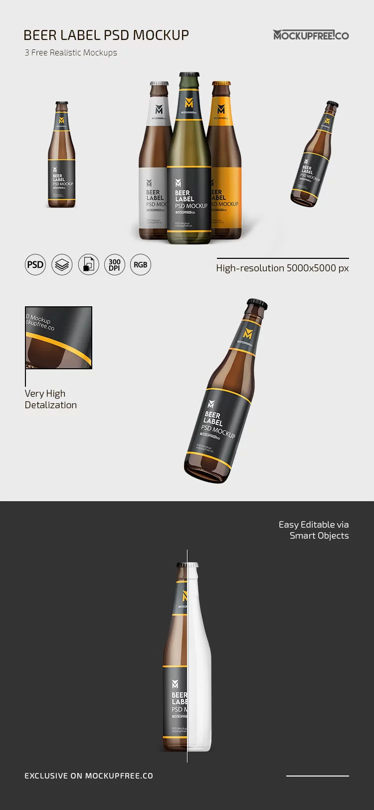 Free Beer Label Mockup PSD Template