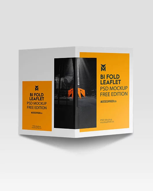Free Bi Fold Leaflet Mockup PSD Template