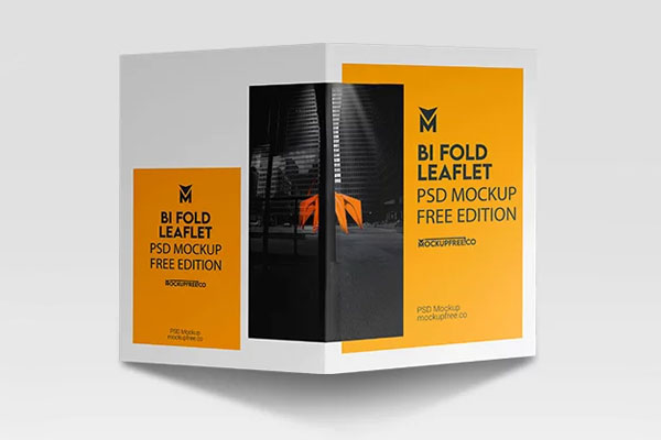 Free Bi Fold Leaflet Mockup PSD Template