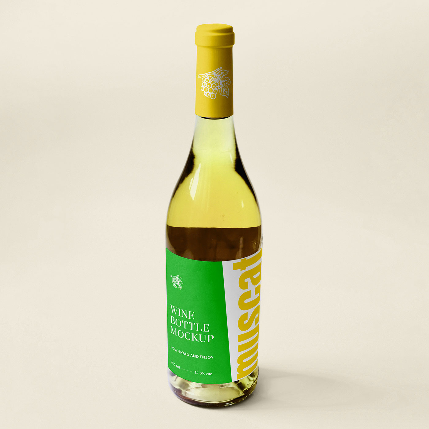 Free Glass Wine Bottle Mockup PSD Template