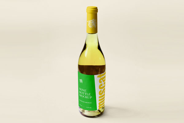 Free Glass Wine Bottle Mockup PSD Template
