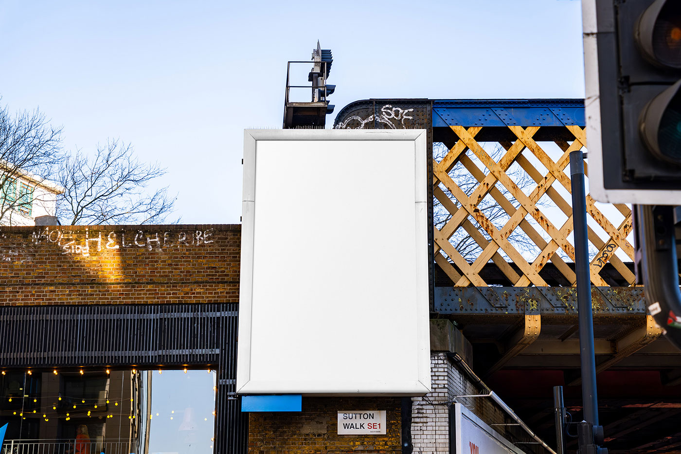 Free Hanging Vertical Billboard Mockup PSD Template