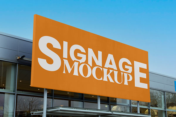 Free Huge Signage on Store Mockup PSD Template
