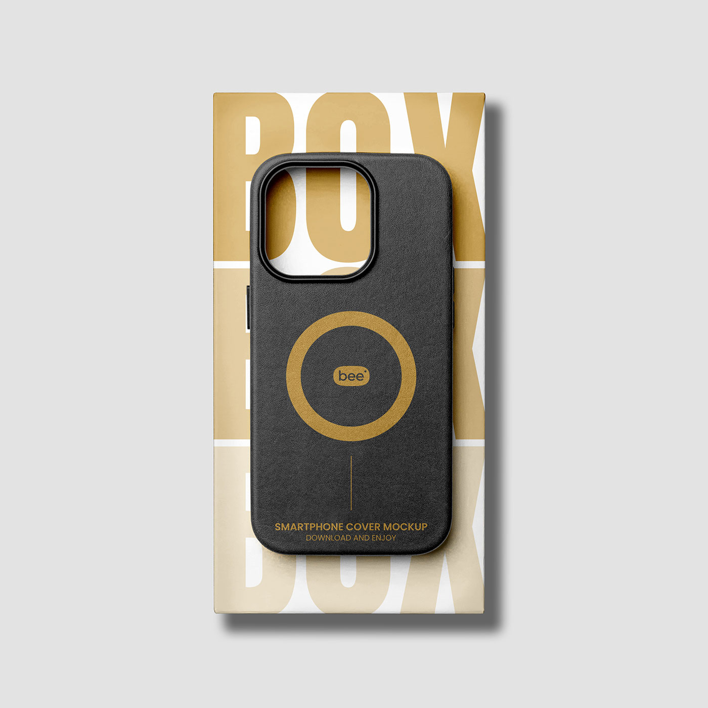 Free iPhone Cover on Box Mockup PSD Template