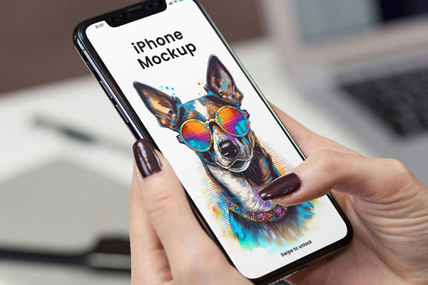 Free iPhone in Woman Hands Mockup PSD Template