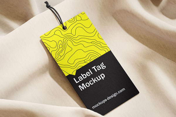 Free Label Tag on Fabric Mockup PSD Template