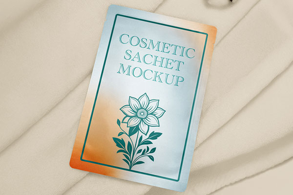 Free Lying Cosmetic Sachet Mockup PSD Template