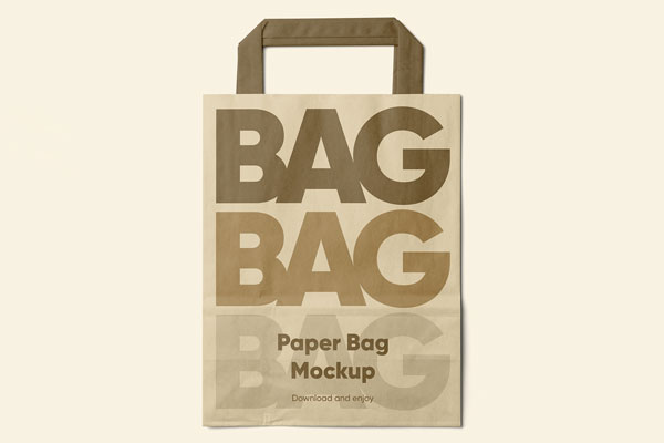 Free Lying Small Paper Bag Mockup PSD Template