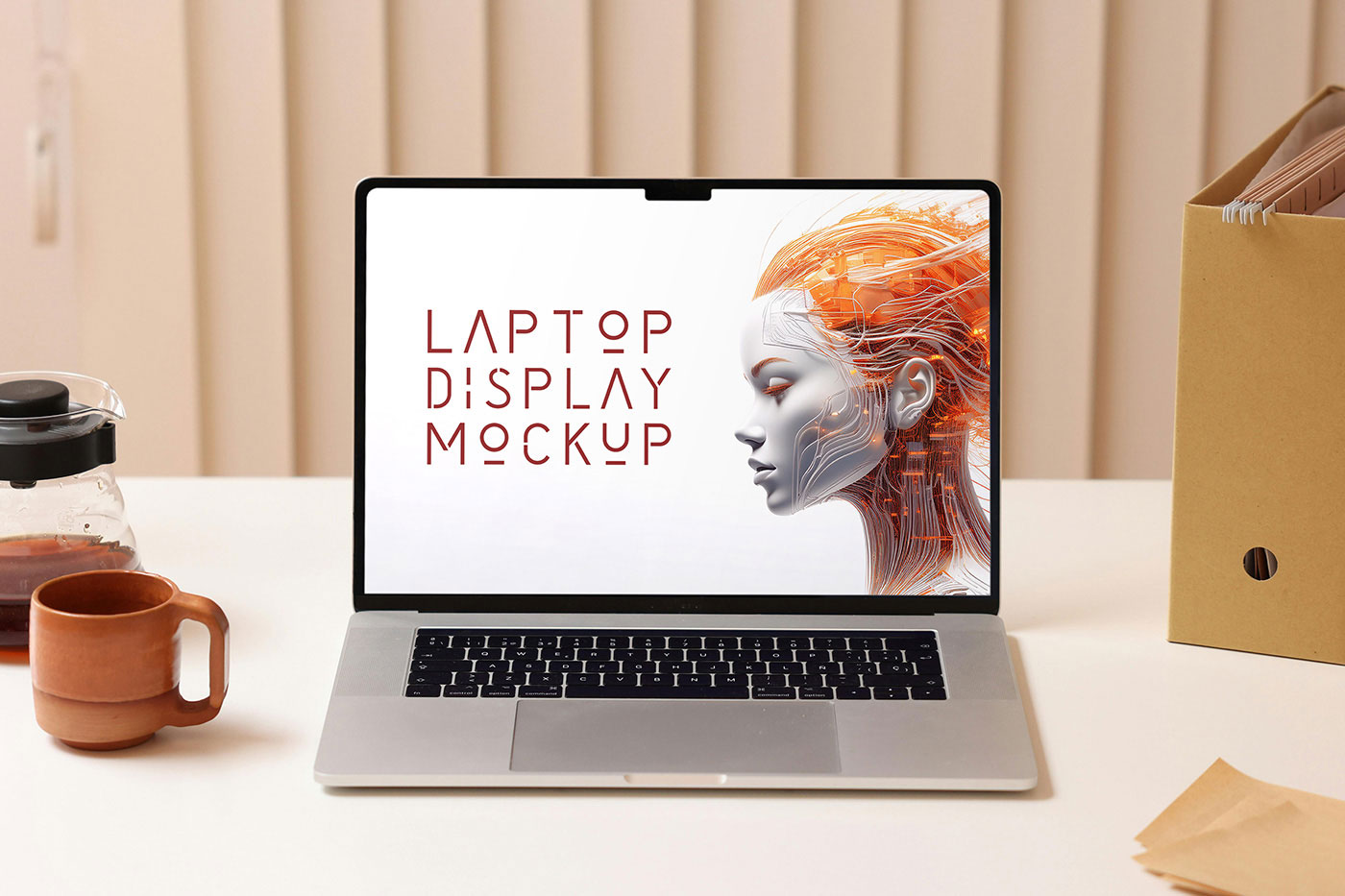 Free MacBook with Notch Mockup PSD Template