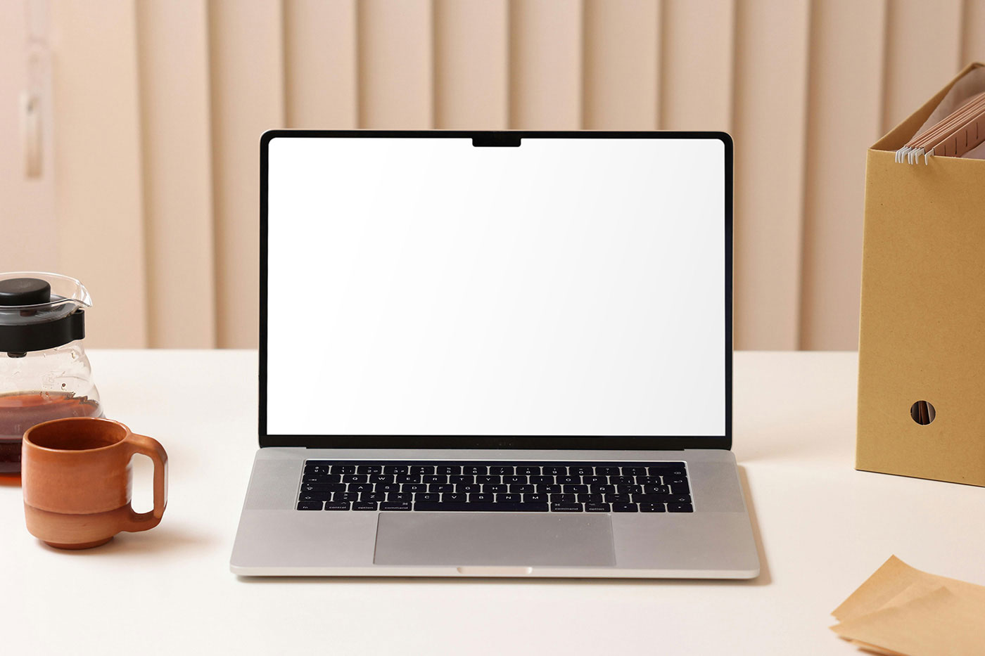 Free MacBook with Notch Mockup PSD Template