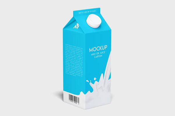 Free Milk Juice Carton Mockup PSD Template