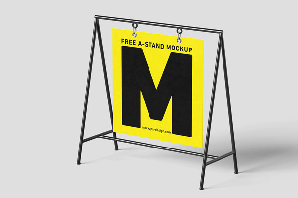 Free Modern Hanging A Stand Mockup PSD Template