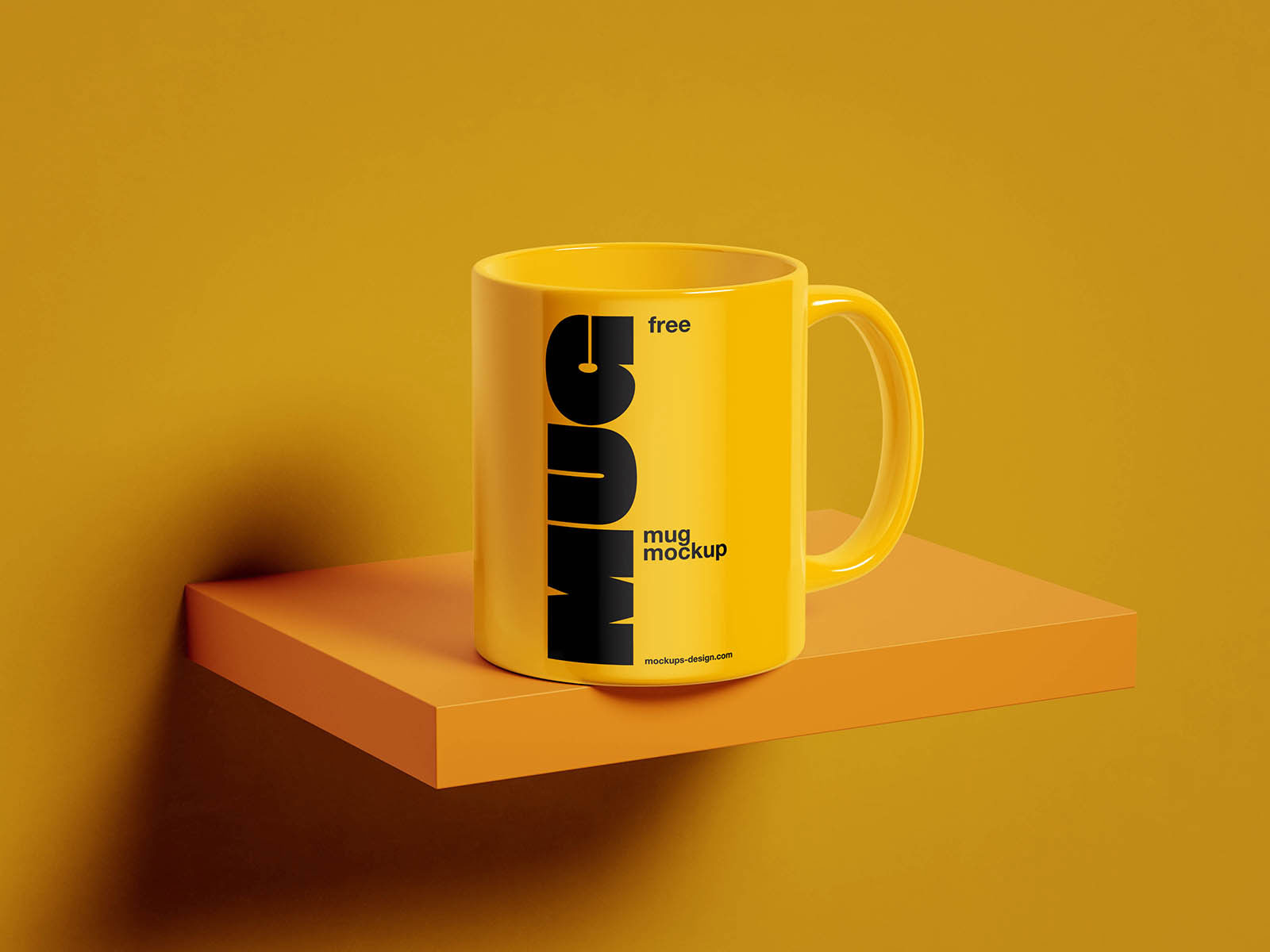 Free Mug on the Shelf Mockup PSD Template