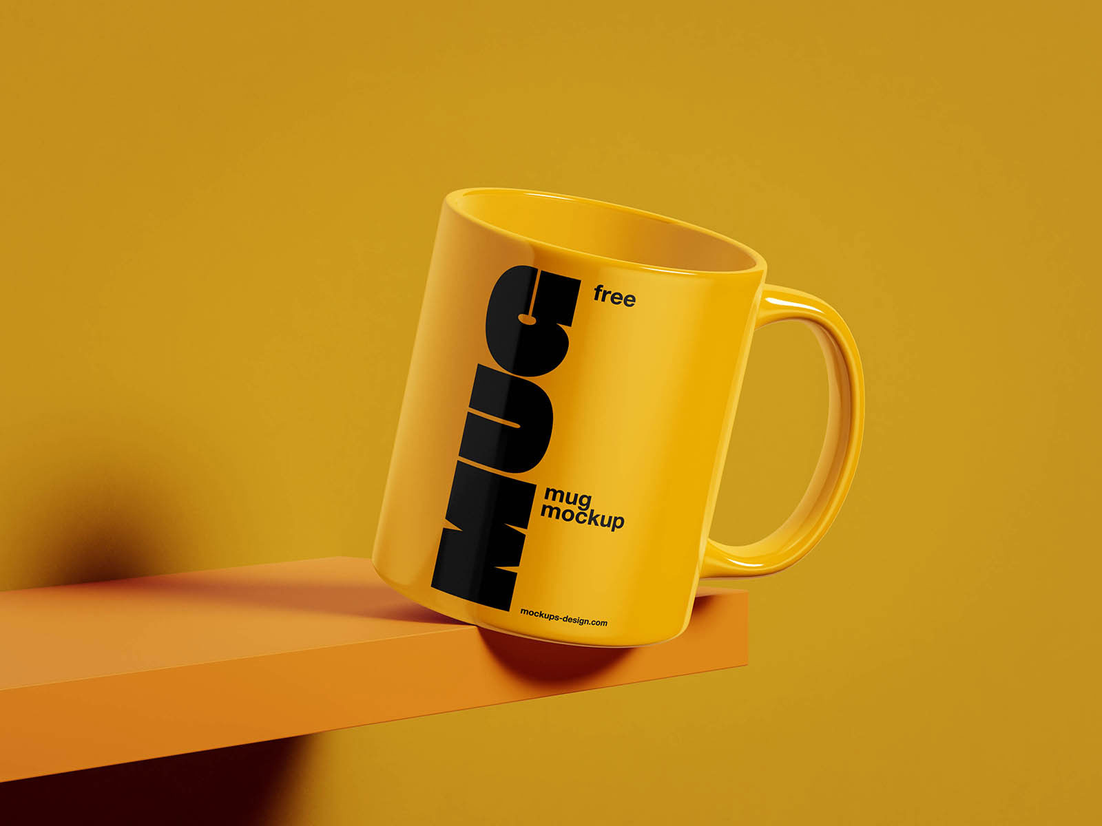 Free Mug on the Shelf Mockup PSD Template