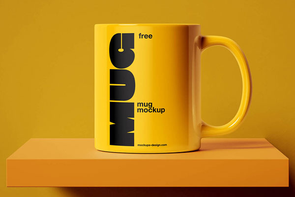 Free Mug on the Shelf Mockup PSD Template