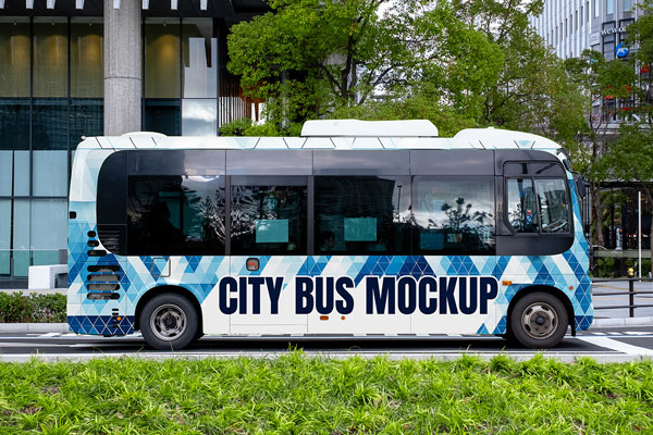 Free Osaka City Bus Mockup PSD Template