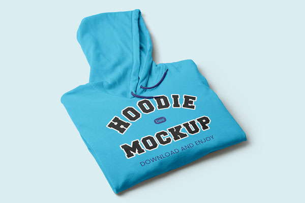 Free Perspective Folded Hoodie Mockup PSD Template