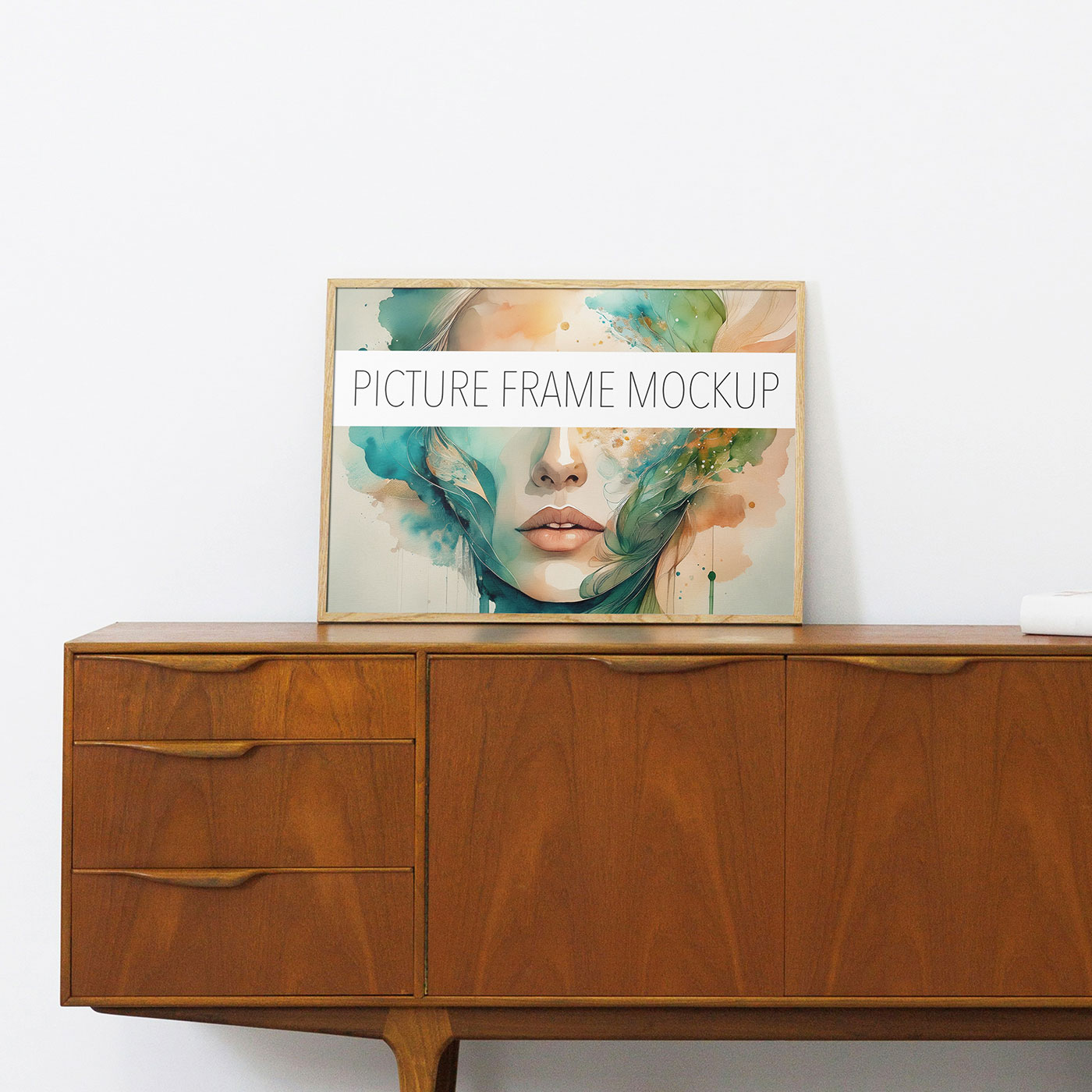 Free Picture Frame on Vintage Desk Mockup PSD Template