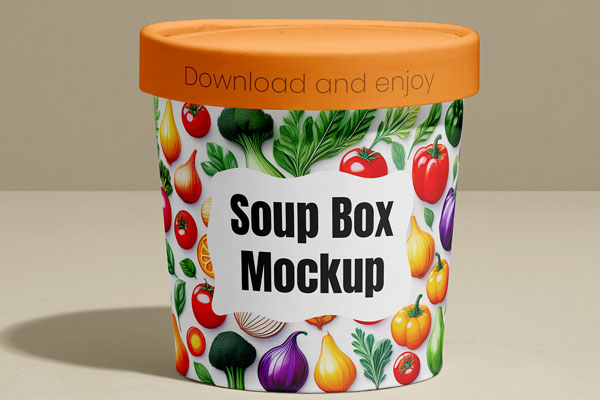 Free Round Food Box Mockup PSD Template